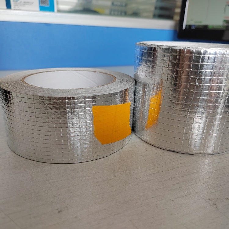 厂家直销铝箔纸方格布胶带 网格铝膜加筋胶带 加粘大格子铝箔胶带