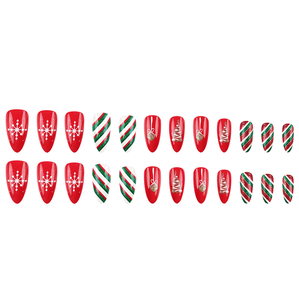 Navidad usable parche de uñas falsas rojo y verde parche de uñas pastel color colorido parche de uñas transfronterizas venta caliente image 6
