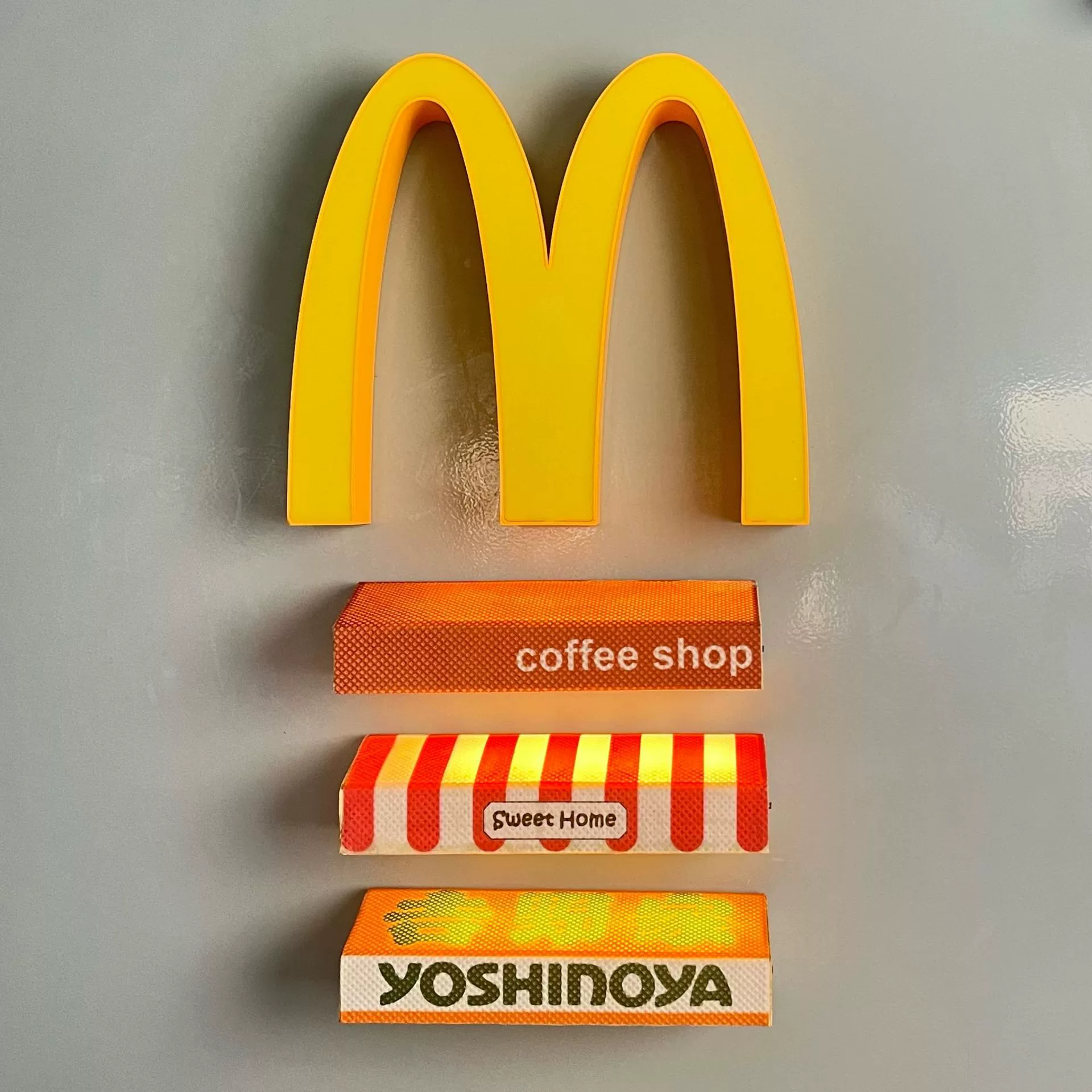 Магнитный светящийся навес, магнит на холодильник, 3D стерео, популярный горячий стиль, сильный магнитный искусственный миниатюрный ларек, домашний атмосферный свет