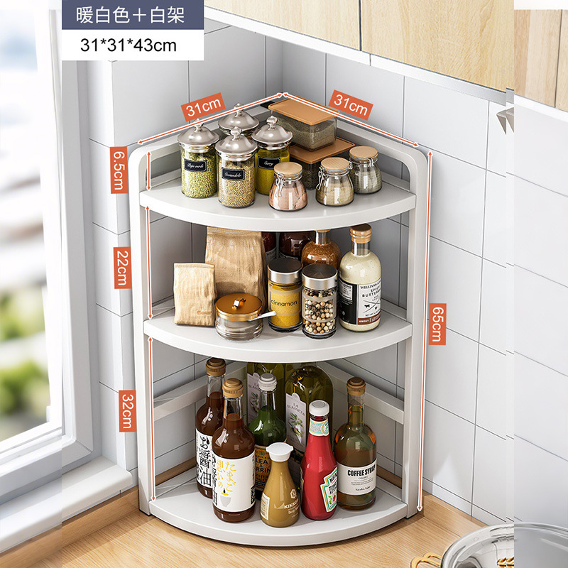 Esquina cocina condimento almacenamiento rack hogar Mesa triángulo condimento aceite sal salsa vinagre condimento almacenamiento rack