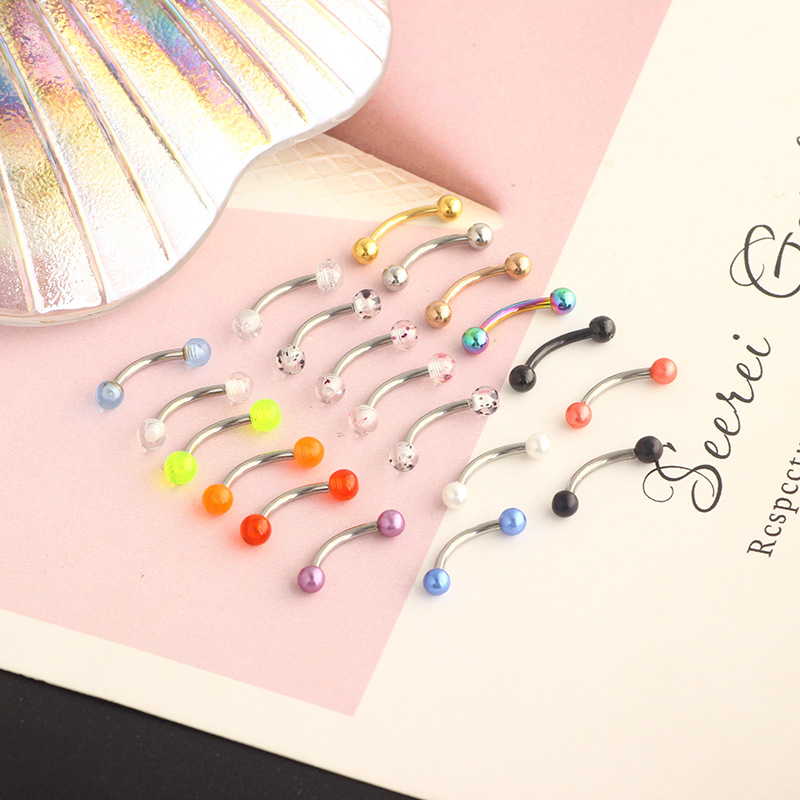 16G Stainless Steel Micro-Inlaid Zircon Eyebrow Ring Screw Ball Fashion Earrings Set of 10 detail image 8
