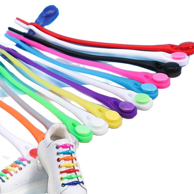 Shake color sin ataduras de silicona elástica perezoso cordones de zapatos adultos niños cabeza redonda elástica sin ataduras cordones de zapatos al por mayor