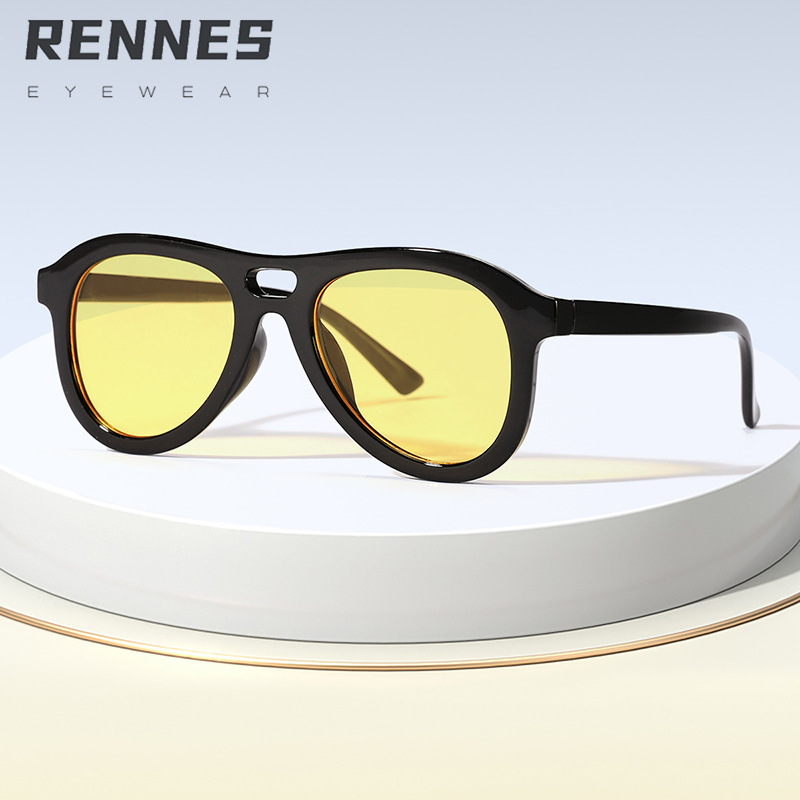 Gafas de sol de doble viga para pilotos con personalidad europea y americana 2024 nuevas gafas de sol para exteriores al por mayor transfronterizas