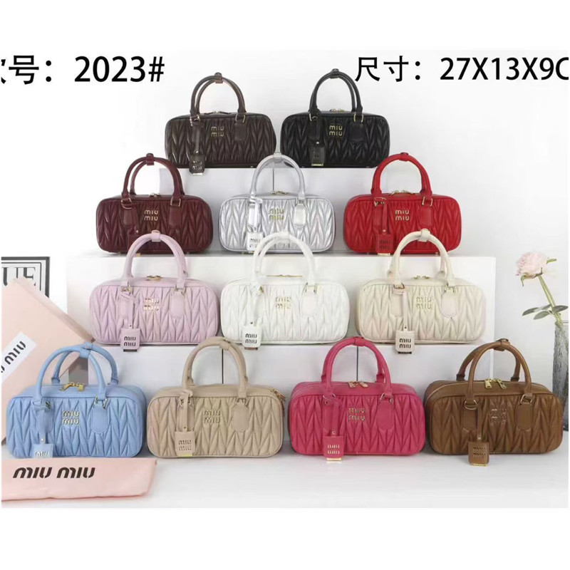 Cross-Border Miu Brand 2026 New Women's Bag Pleated Lambskin Bowling Bag High-End Feel Handbag Shoulder Crossbody Bag Cross-Border Miu Brand 2026 New Women's Bag Pleated Lambskin Bowling Bag High-End Feel Handbag Shoulder Crossbody Bag