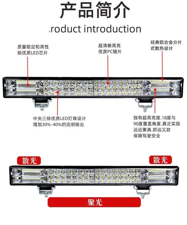 Car LED headlight high-brightness strip light 12V24V excavator harvester light electric vehicle strobe truck spotlight