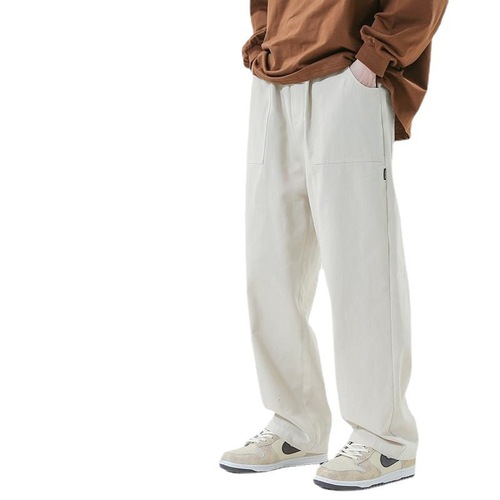 Men's Casual Loosen Straight Wide Leg Work Pants Spring Summer Streetwear Brand Hip-Hop Pants