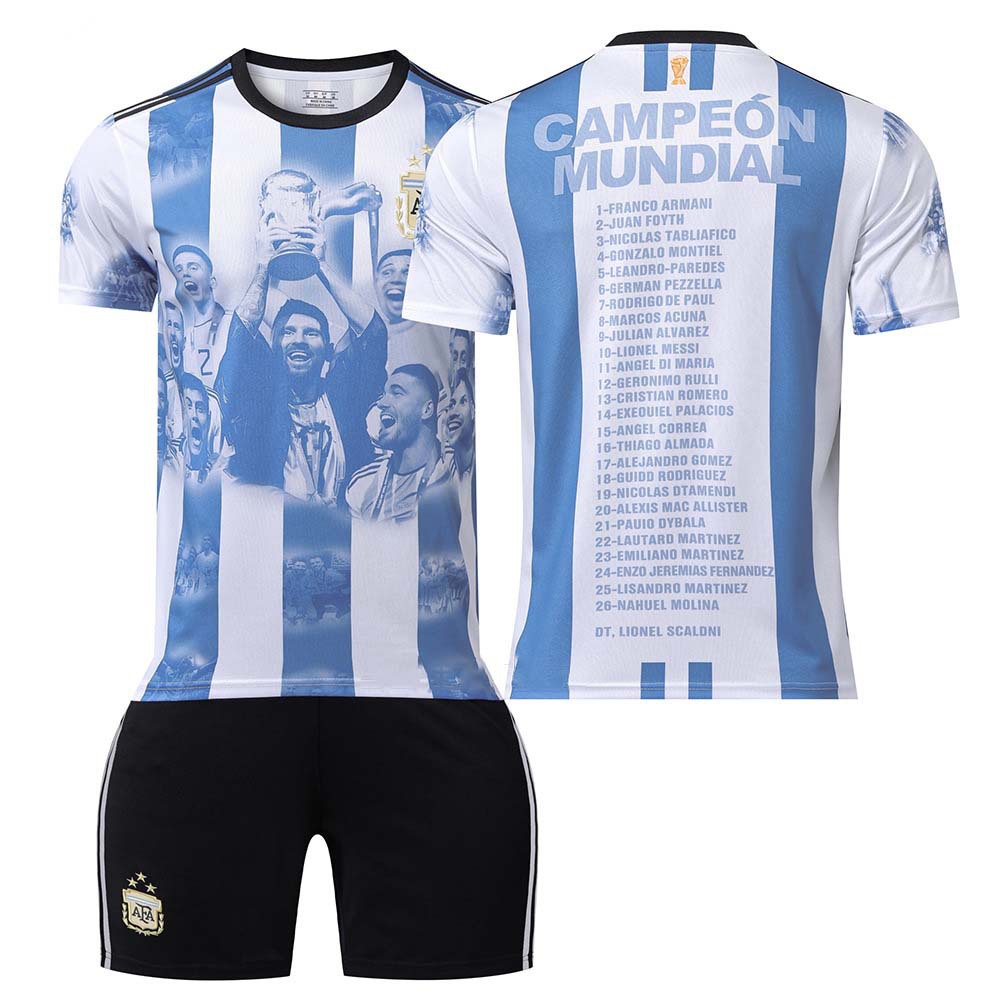Verano Argentina fútbol uniforme niños traje de los hombres al aire libre correr deportes de secado rápido Massey Jersey mujeres adultas al por mayor