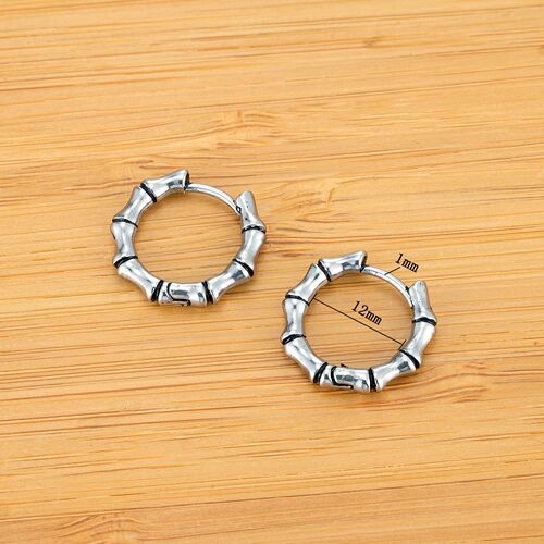 Titanium steel cast bamboo earrings European and American style retro personality ear bone ear buckle titanium steel earrings trendy men and women handsome earrings men