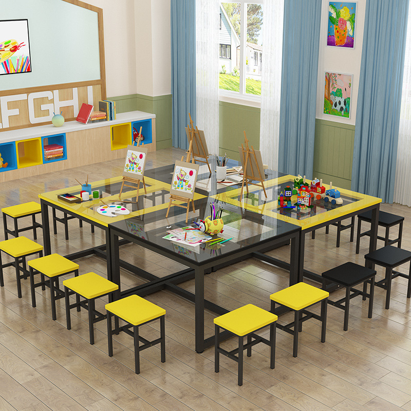 Painting Table Handmade Table Children's Art Table Kindergarten Training Children's Art and Painting Table Calligraphy Table Desk and Chair