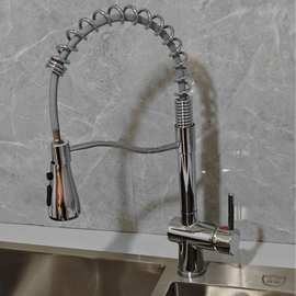 外贸跨境低压龙头小厨宝热水器专用冷热多功能弹簧龙头厨房水龙头