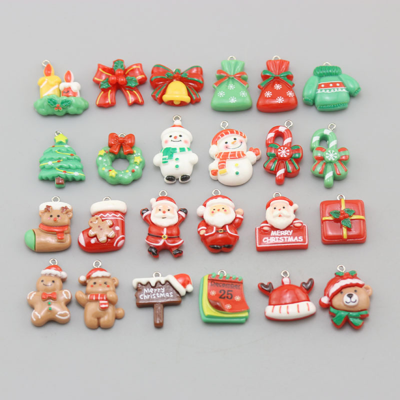 Accesorios de la joyería de bricolaje 2024 nueva resina árbol de Navidad Santa Claus muñeco de nieve SERIE DE Navidad colgante