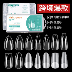 欧米の熱い販売の爪の切れの透明な半つや消しの超薄の跡がないのはすべて台形の偽の爪の切れの卸売りの504枚を貼ります。