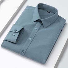 中高档青年男士羊毛长袖衬衫春秋保暖纯色衬衣商务休闲单穿上衣