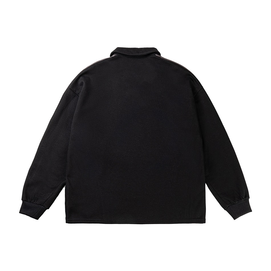 TaelePlus langärmliges Poloshirt im College-Stil, Sweatshirt, Herrenpullover, lockerer Kragen, Baseball-Trikot TP016_voghion.com