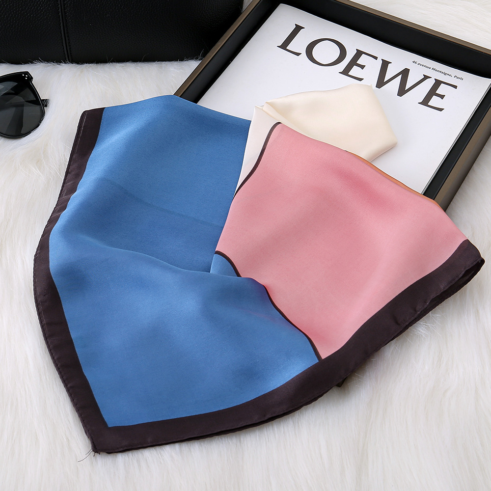 Suzhou-Hang moda simple bolsas atadas pelo simple bufandas comerciales tendencia de color multicolor 70CM pequeña toalla cuadrada mujer