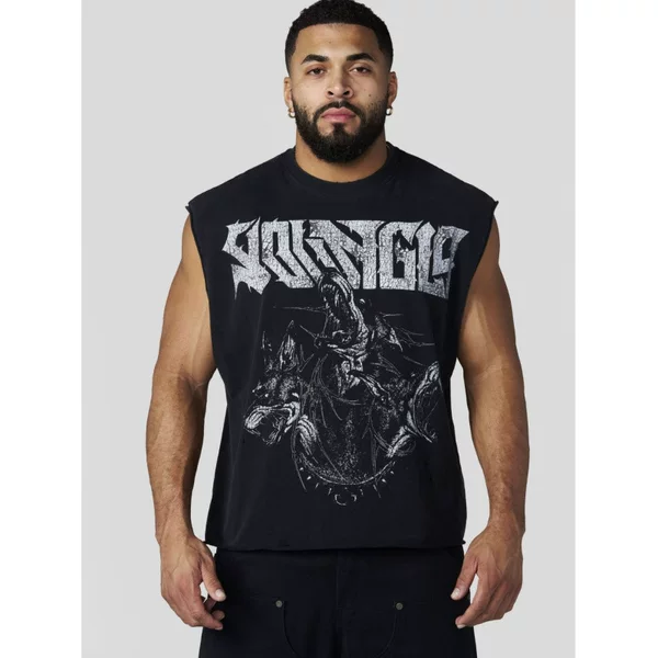 YOUNGLA New American Style Men's Vest Muscle Sports Fitness Cotton Printed Casual Trendy Sleeveless T-Shirt