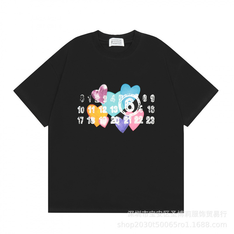 クロスボーダー メゾン マルジェラ マルジェラ デジタル プリント MM6 ピュアコットン 高品質 メンズ Tシャツ レディース 半袖 トレンド|undefined