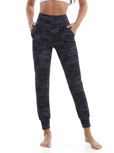 Digital printing camouflage yoga pants for women with pockets, high-waisted, tight-fitting, abdominal-toning fitness sports long pants