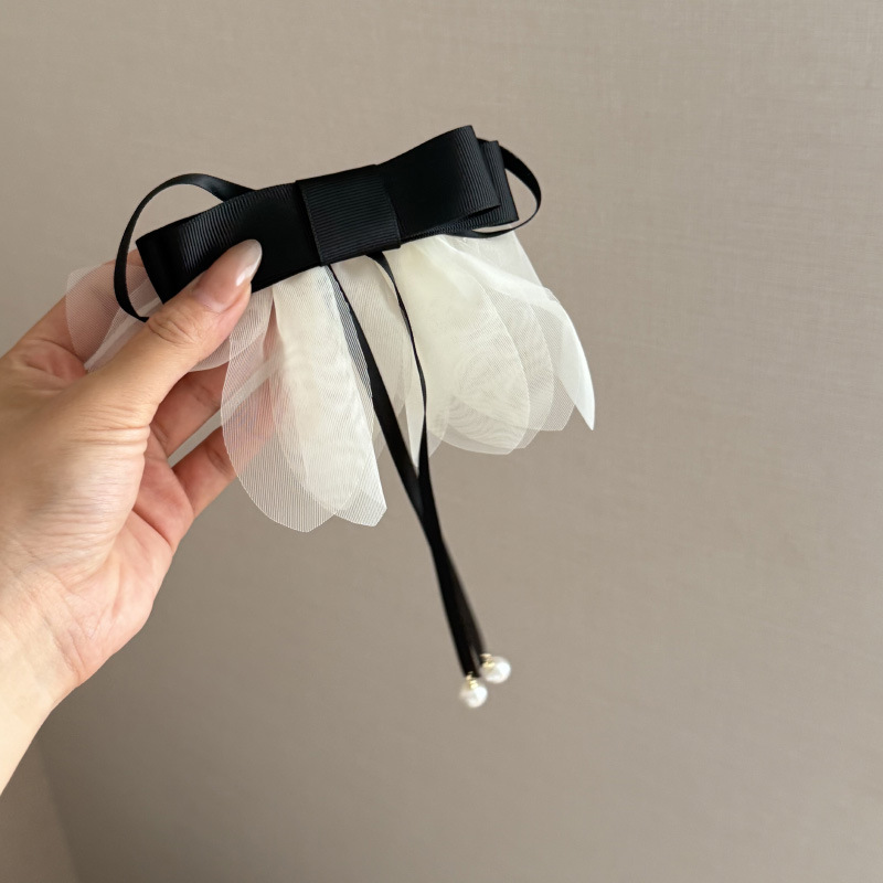 女性用フレンチリボンメッシュヘアピン、後頭部の高級感のあるハーフタイヘアピン、スプリングクリップ、トップクリップ、ヘアピン、ヘッドドレス|undefined