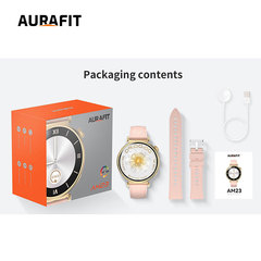 AURAFIT AM23 レディース スマートウォッチ HD AMOLED 女性の健康 Bluetooth 通話心拍数歩数計など