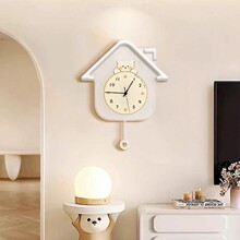 熊钟表挂钟客厅餐厅表挂墙简约现代家用创意时钟壁灯静音
