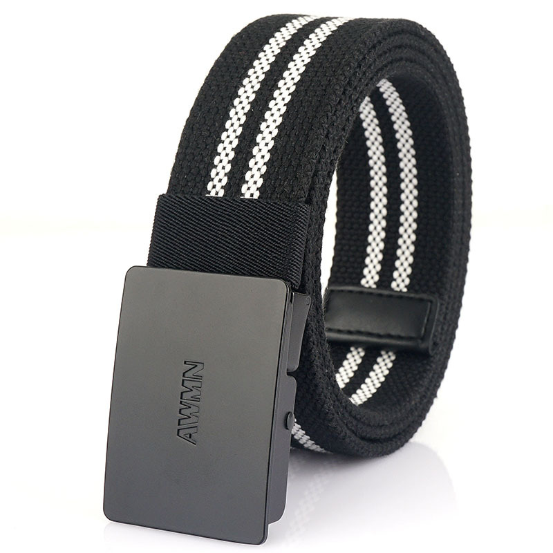 Black buckle-black and white stripes