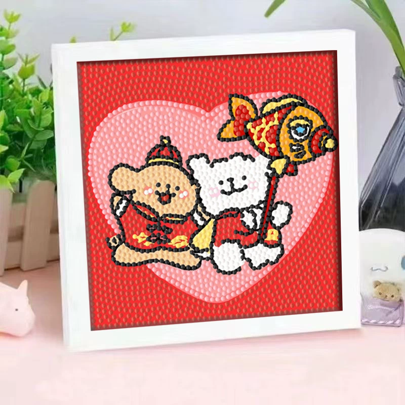 Кристальная вышивка DIY (Kuromi & KT Cat) 17×17 см фоторамка, набор наклеек в стиле мультфильма с полным заполнением