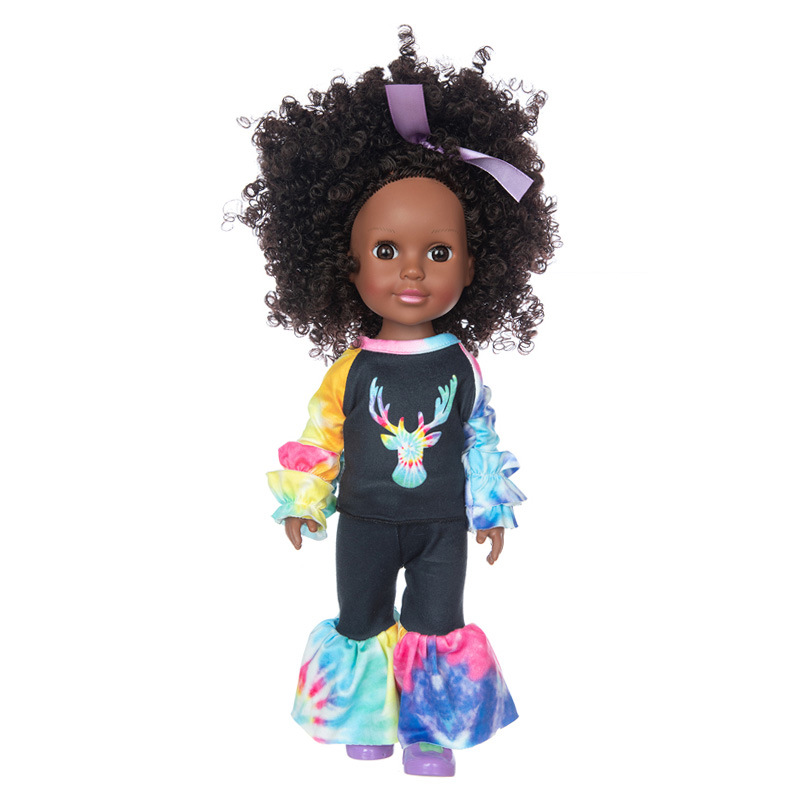 Nueva muñeca de vinilo de 14 pulgadas muñeca Africana renacida muñeca de simulación de juguete para niños muñeca de vestir