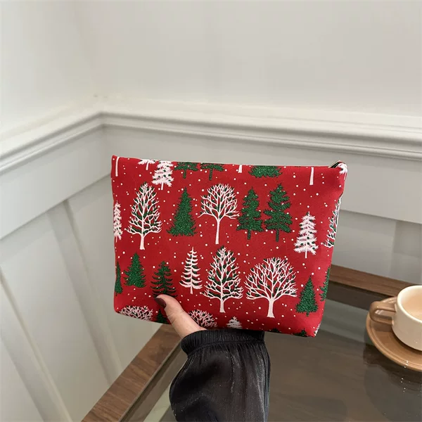 Niche Design Storage Bag Skin Care Wash Bag Christmas Cosmetic Bag 2024 Winter Small Square Bag Clutch Bag