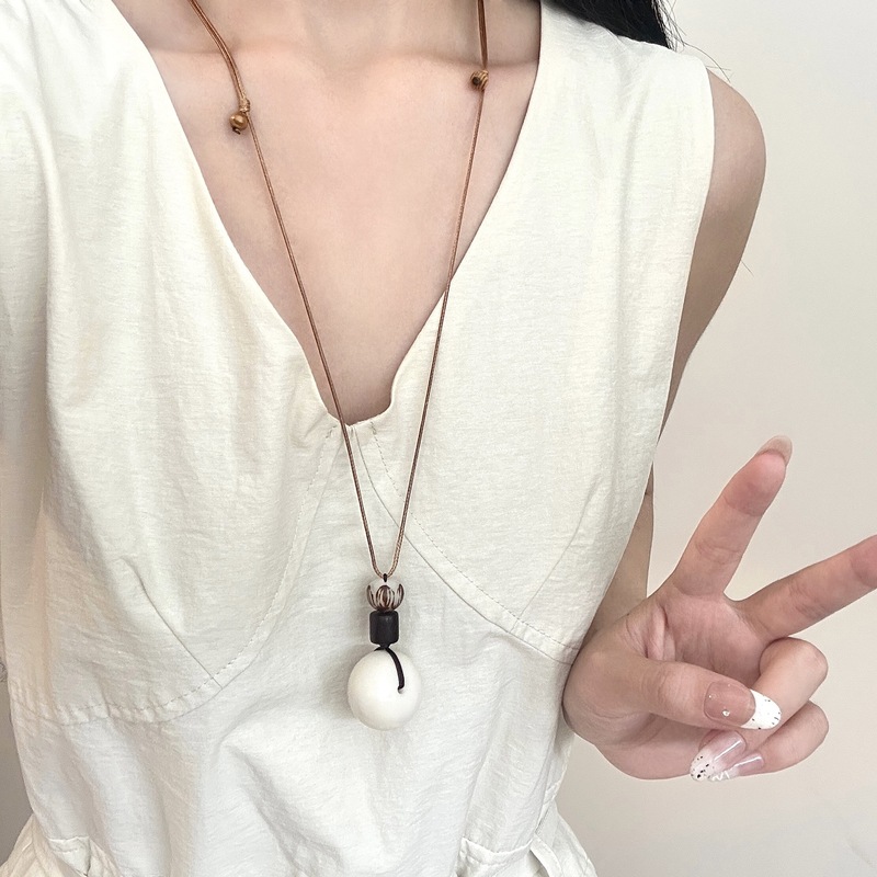 古代スタイル菩提安全バックルペンダントネックレス女性の新中国風レトロエスニックスタイル禅ロングセーターチェーンアクセサリー|undefined