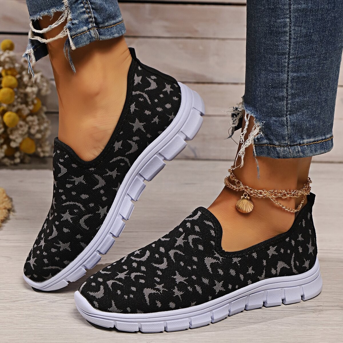 Frauen Schuhe große größe frühjahr und sommer freizeit fliegen stricken neue weiche sohle atmungsaktive mesh einem schritt frauen der einzelnen schuhe_voghion.com