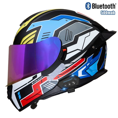 Motosiklet kaskı (dəbilqə) – helmet unisex electric car - colorful-mecha-color-mirror-bluetooth-m