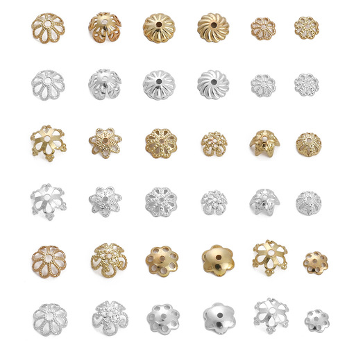 Color-preserving 14/18K gold-plated copper flower stand set jewelry components DIY handmade bead stringing material bead stand separator pieces