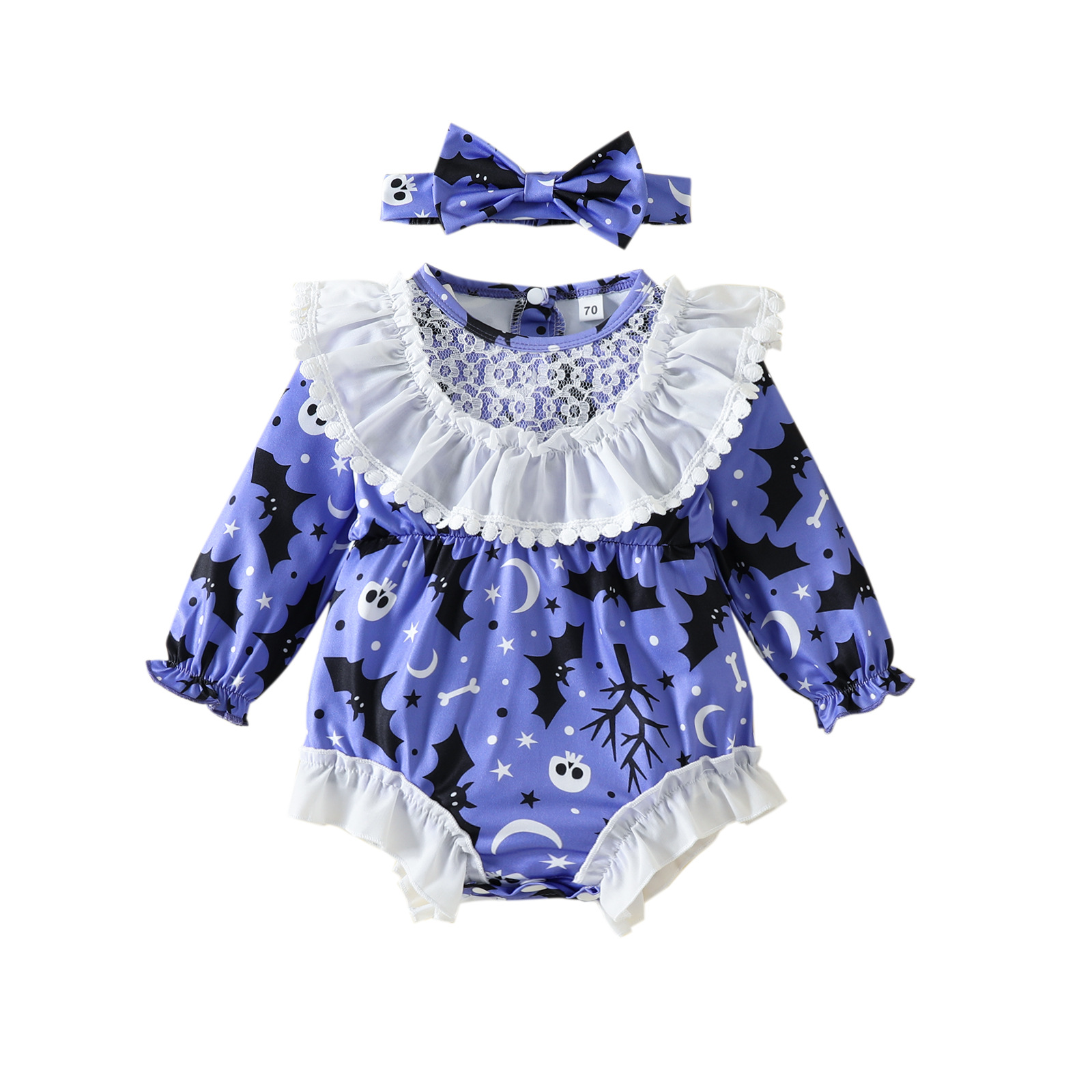 Halloween Fashion Grimace Bowknot Cotton Baby Rompers display picture 18