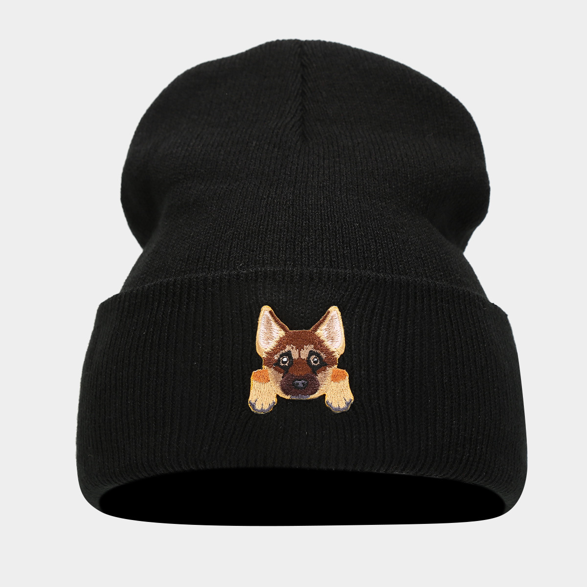 Ins lindo cachorro cabeza de pegatina sombrero de punto otoño invierno estilo callejero de la moda de la pelo sombrero pareja sombrero negro image 7