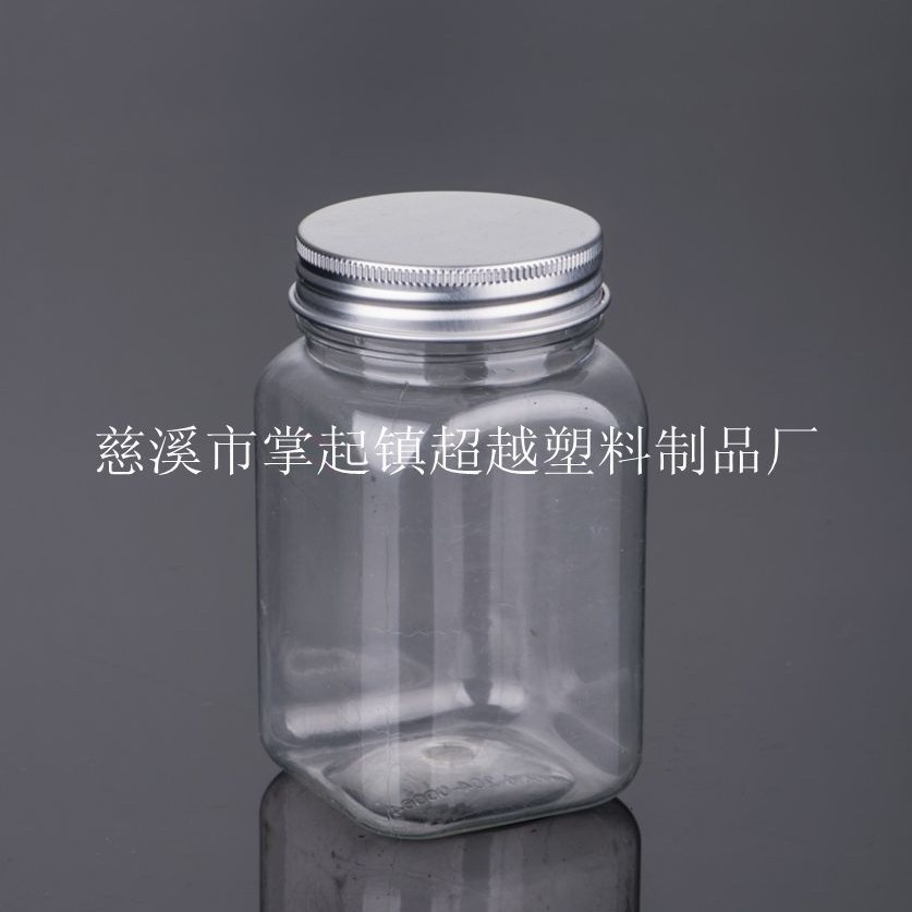 310ml铝盖方形PET透明罐子 塑料瓶 五谷杂粮粉420g蜂蜜瓶(LG075)