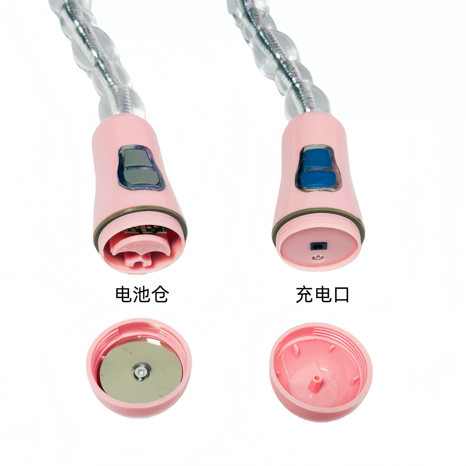 Flexible Anal Plug, 10-frequency Vibrating Beads, USB or Battery, soft rubber + ABS