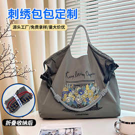 刺绣购物袋大容量环保袋帆布包定制可印logo小众通勤单肩包斜挎包