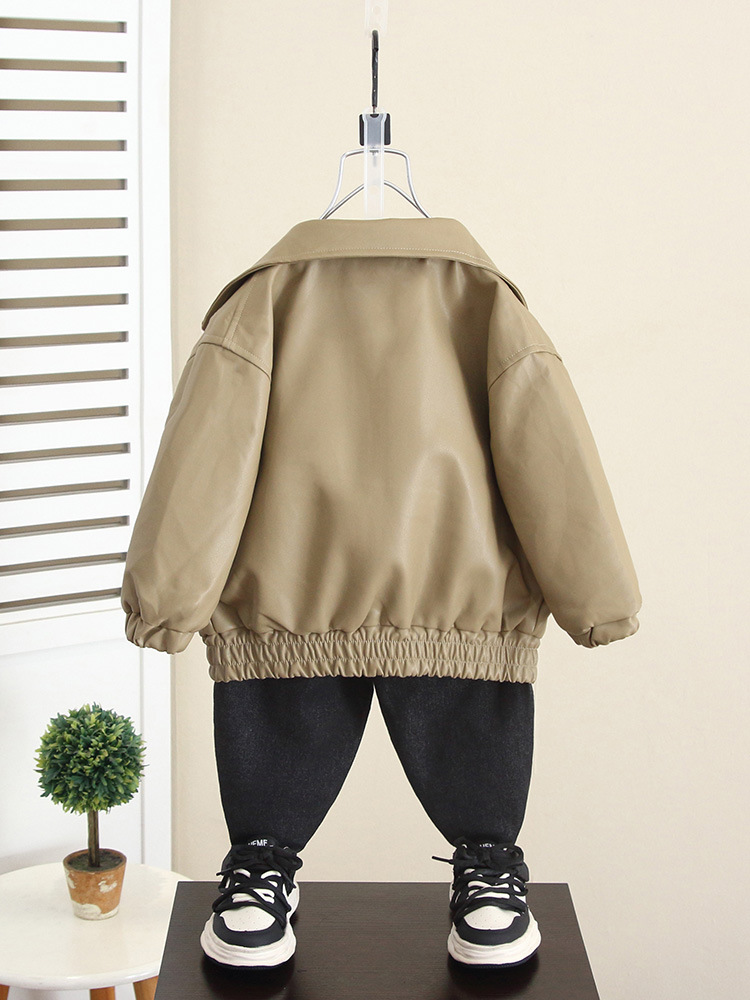 Chaqueta de cuero para niños 5965, estilo primavera y otoño, chaqueta de otoño para niño, modelo nuevo 2026, top de otoño para bebé.
