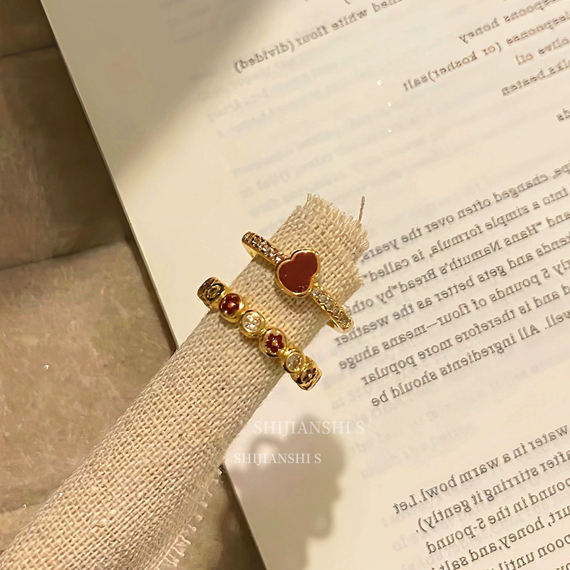 «Fu Hua Luck» средневековое винтажное эмалированное кольцо с масляной каплей, французское элегантное осень-зима универсальное кольцо