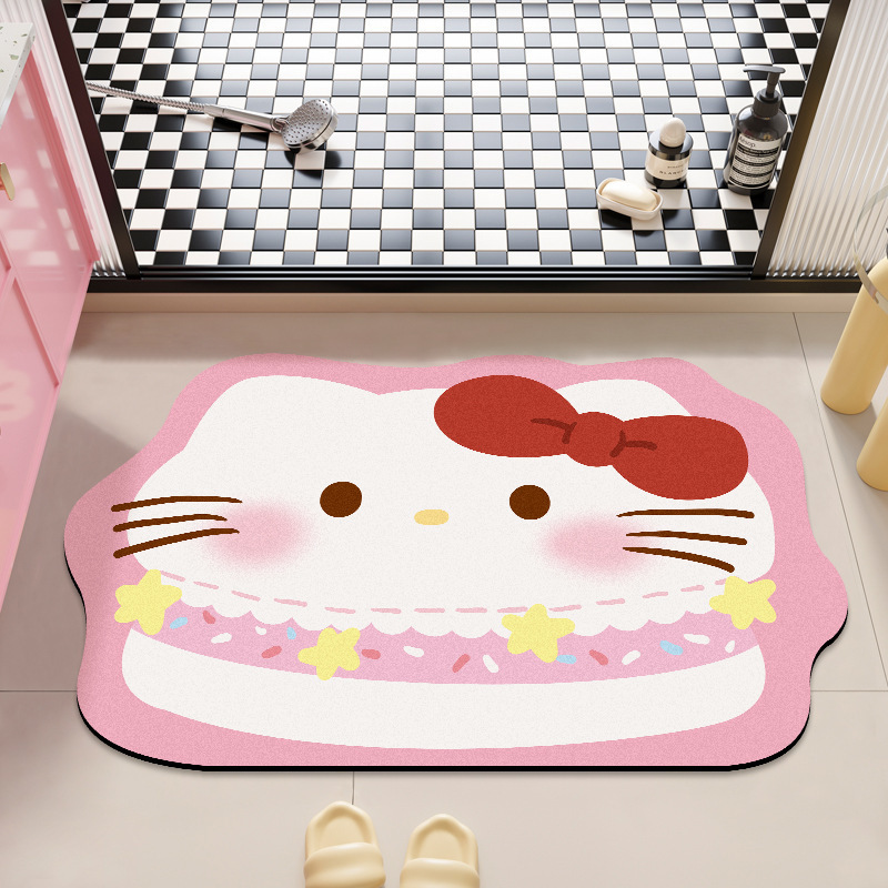 HelloKitty卡通硅藻泥地垫浴室吸水防滑脚垫卫生间耐脏易打理地垫|undefined