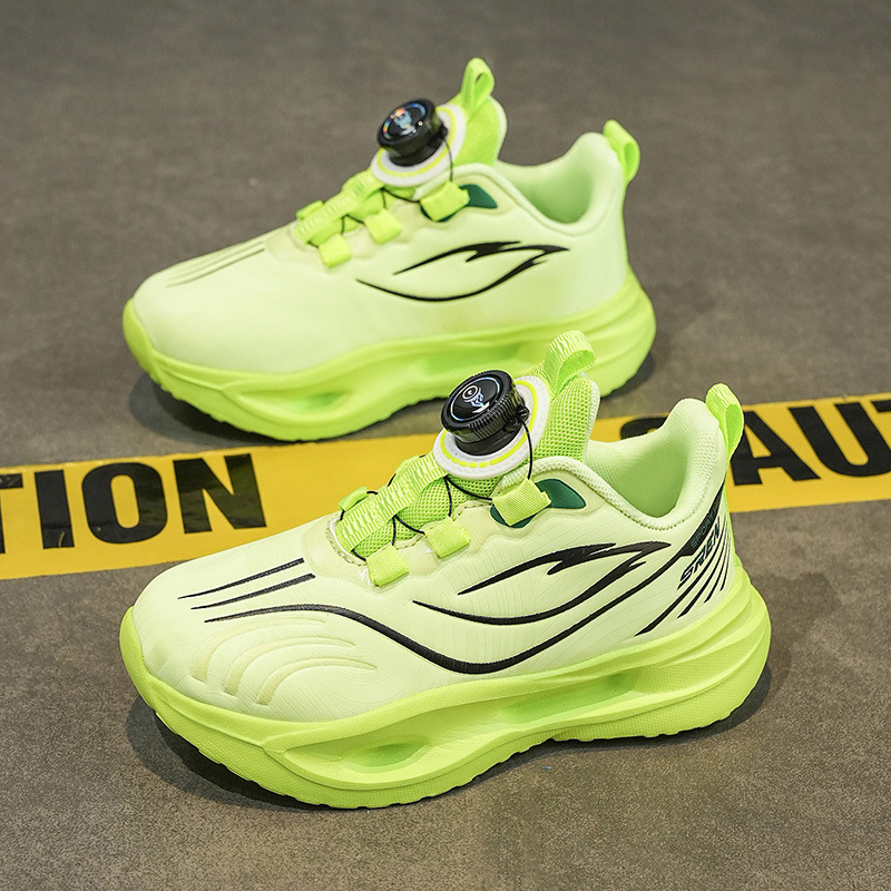 Niños callejera de marea zapatos 2025 nuevos niños coloridos zapatos transpirables casuales giratorios botones zapatos de corrida al aire libre para niñas