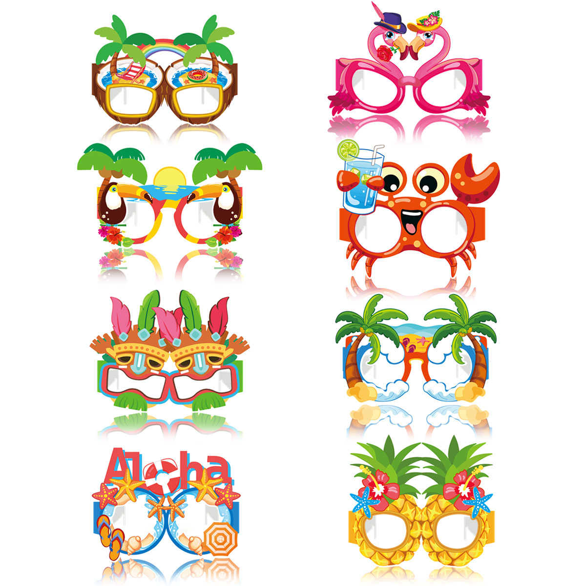 Hawaiian cumpleaños fiesta gafas extrañas herramientas de fotografía verano Aloha piña gafas de papel decoración de fiesta