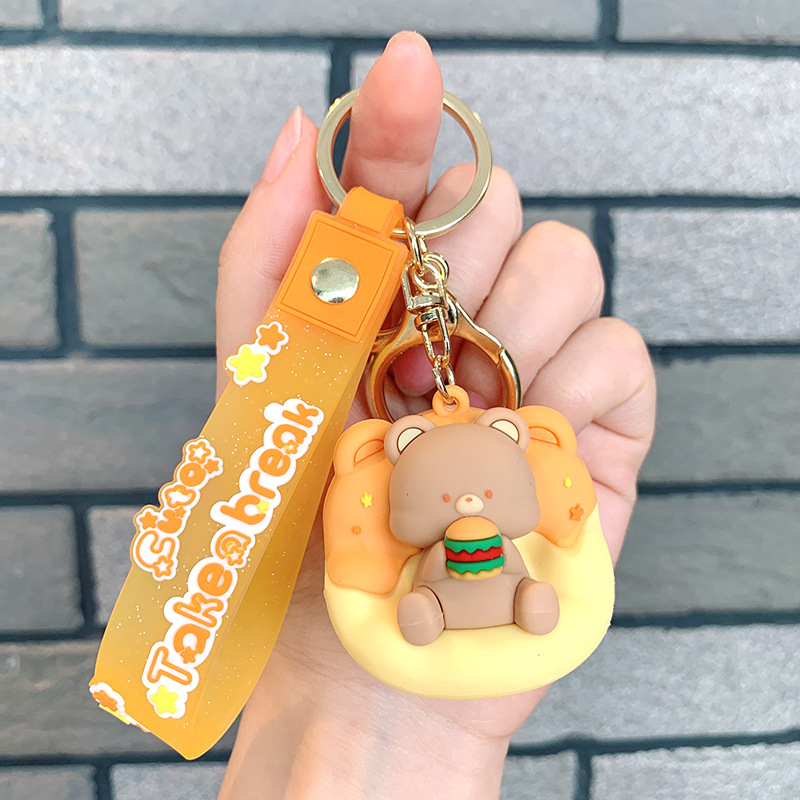 Sofá pequeño animal llavero Panda muñeca colgante bolsa de coche colgante pequeño regalo llavero oveja Silicona