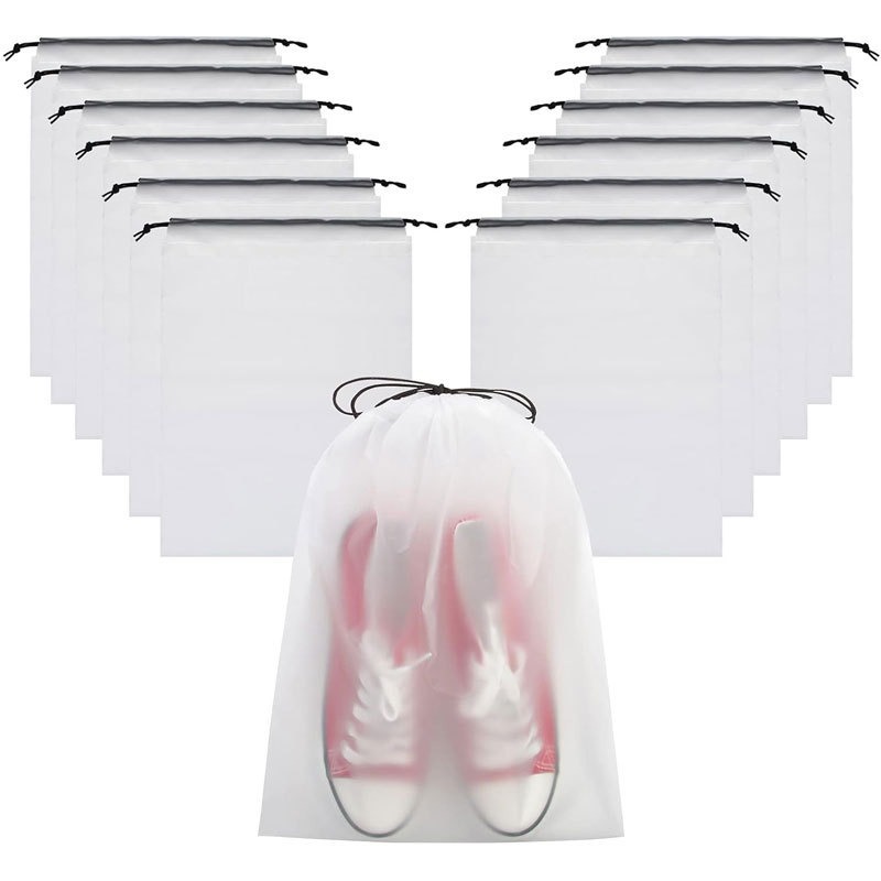 Cross-Border Dropshipping Drawstring Drawstring Bags, Transparent Frosted Bags, Ready-Made Travel Packing Bags for Clothing and Shoes, Wholesale