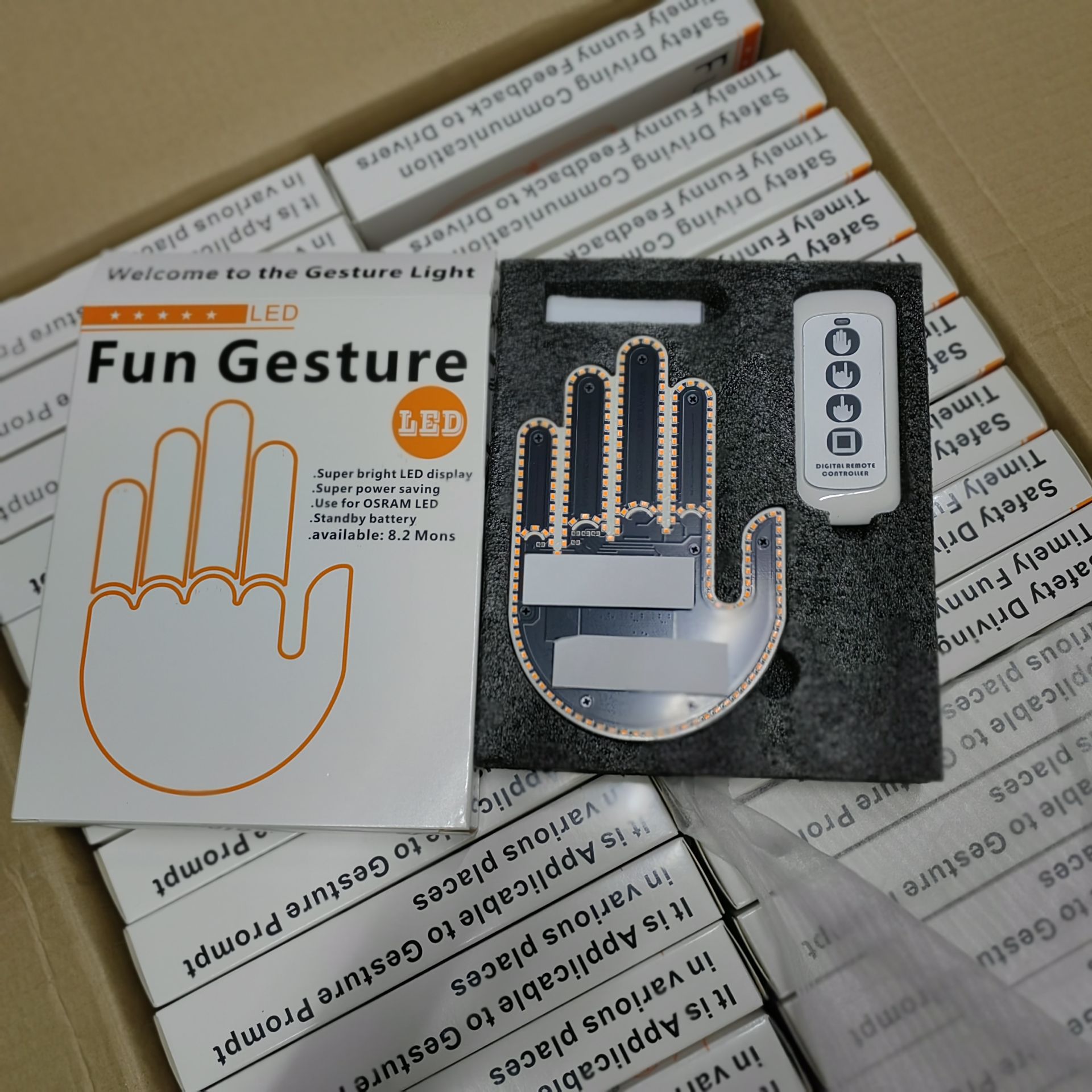 Luz de dedo del coche transfronteriza Luz de gesto luz de advertencia multifunción del coche luz trasera anticolisión Luz De Palma interactiva