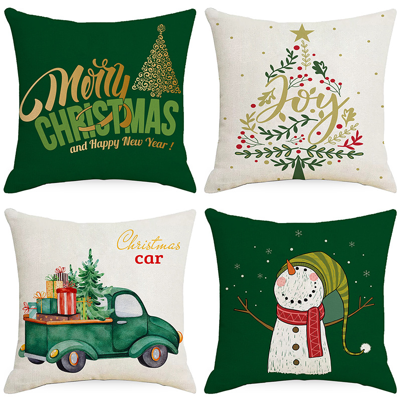 Fashion Christmas Tree Christmas Socks Letter Linen Pillow Cases display picture 6
