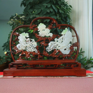 Jin Yu Tang Xinjiang Hetian Yu Bing Bottom Cui Qing Lao Keng Material Oily Full Carved Ginseng Full Shape
