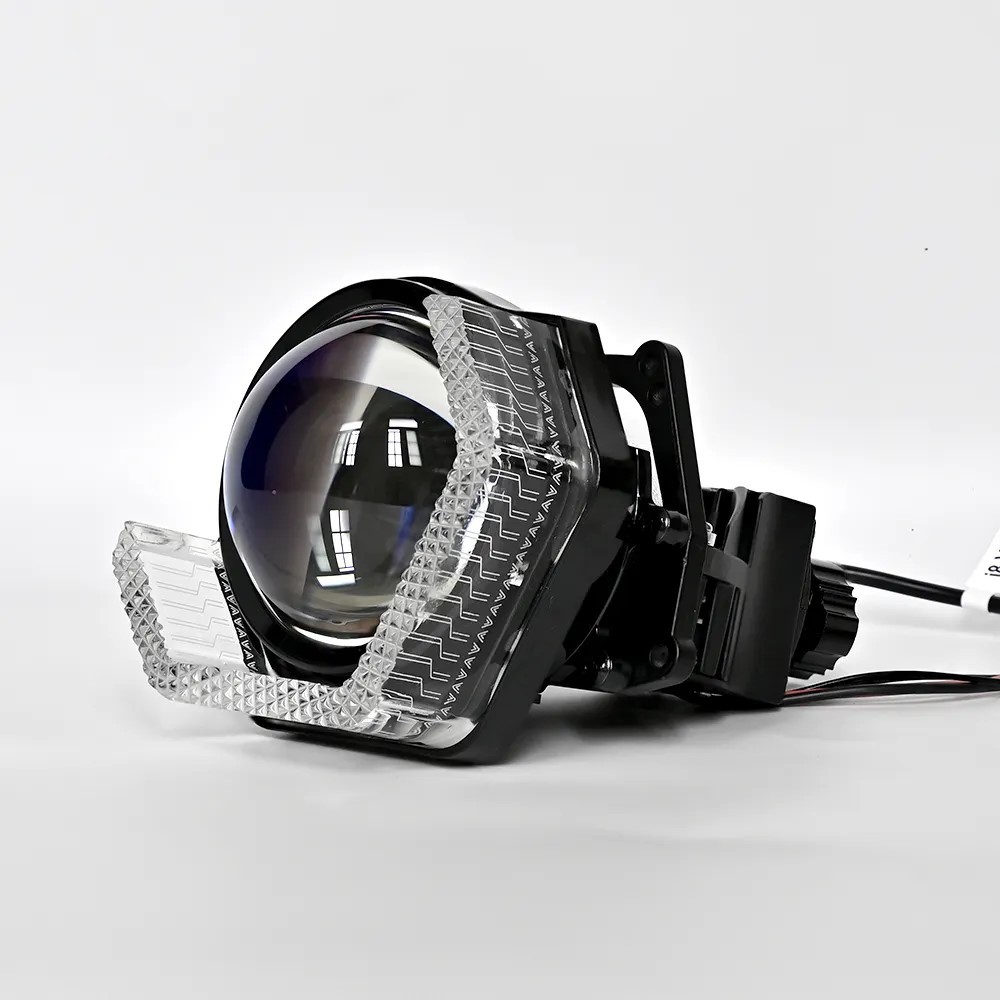 I8 una cubierta de lente de faro de automóvil 3.0 ángel ojos blanco + amarillo brillante sombrilla monocromática semicircular