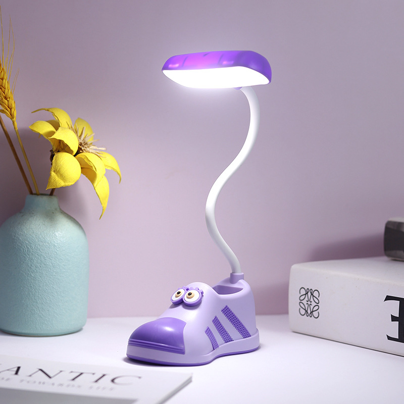 Lámpara de Mesa USB con Forma de Zapato, Recargable USB, con Soporte para Celular, para Dormitorio y Escritorio